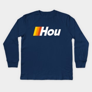 Hou, Retro Gradient - Navy Kids Long Sleeve T-Shirt